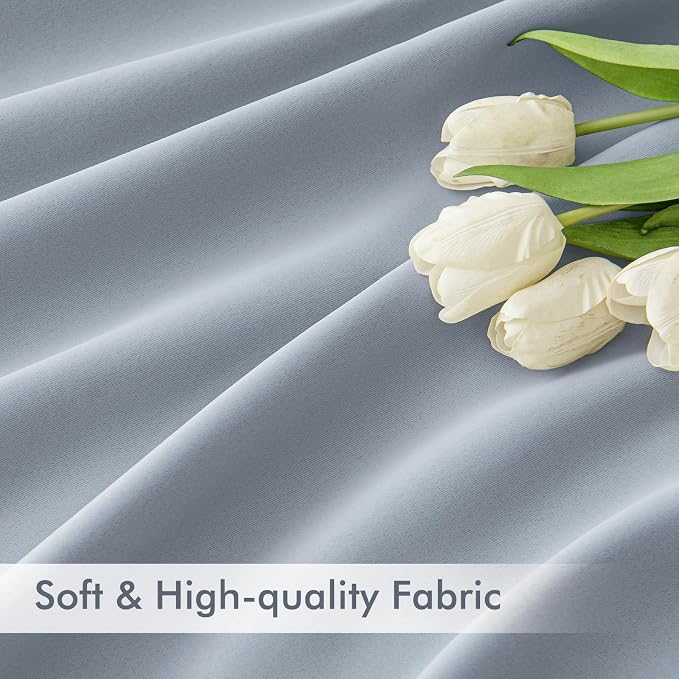 MIULEE Light Blue Back Tab Blackout Curtains 102 Inch Long 2 Panels Set - Image 6