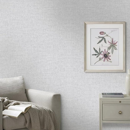 Light Grey Grasscloth Peel and Stick Wallpaper, Textured Vintage Contact Paper - Image 5