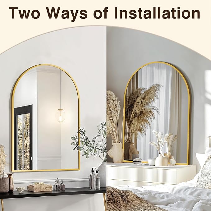 FICTOR Bathroom Mirror for Wall, Arched Vanity Bathroom Mirror for Over Sink - Image 4