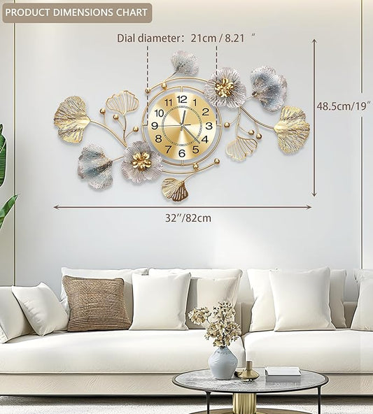 Clocks for Living Room, Large Wall Clock, 3D Silent Wall Clock, Retro Metal - Image 2