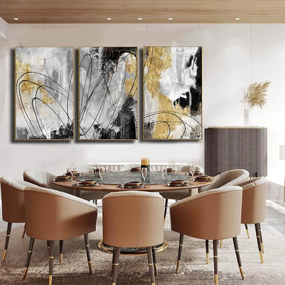 YJYart Gold Wall Art Abstract Wall Art Living Room Decor Black and White Canvas - Image 7