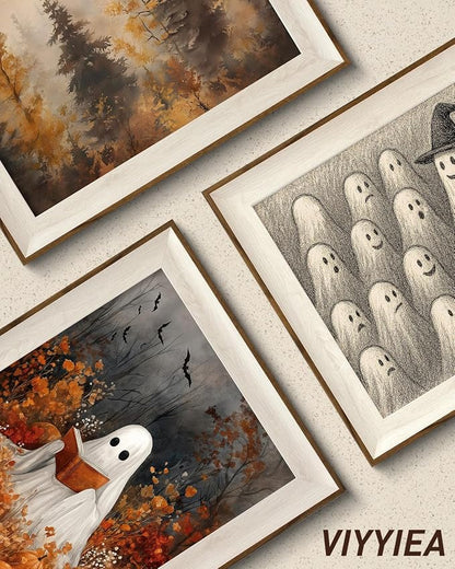 VIYYIEA Framed Wall Art for Living Room, Reading Ghost Canvas Prints, Autumn - Image 4