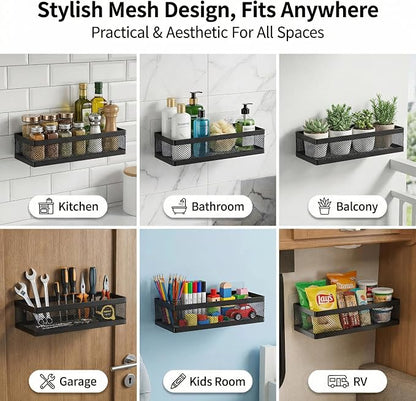 PUSDON Mesh Shower Caddy Wall Mount, Heavy Duty Adhesive Bathroom Shelf - Image 4