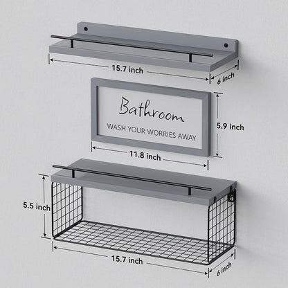 WOPITUES Floating Shelves for Wall Decor Sign, Bathroom Organizers and Storage - Image 3