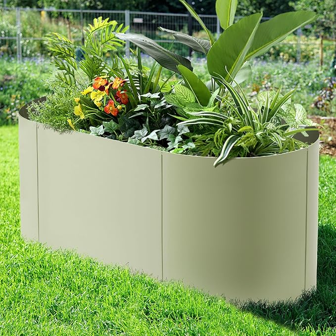 Worth Garden Heavy Duty Galvanized Steel Raised Garden Bed Kit with Powder Coated Olive Green Finish - 48" L. x 24" W. x24 H. - Metal Planter Box for Vegetables, Flowers, Herbs - Outdoor Gardening