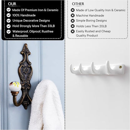 Indian Shelf 44Lb. Pack of 6 Heavy Duty Double Prong White Decorative Coat - Image 3