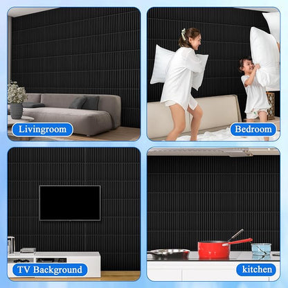 Nuanchu 60 Pcs 3D Slat Wall Panels, Paintable Waterproof Textured Tiles - Image 6