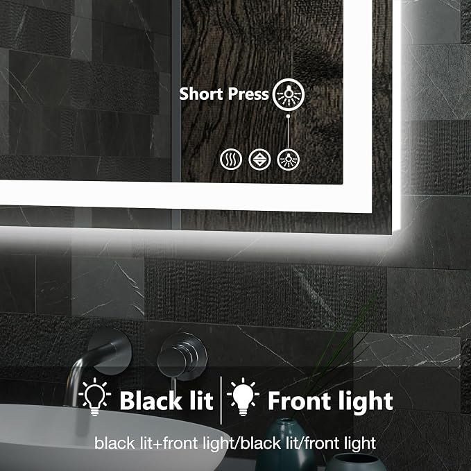 DUMOS 32.1"x40.1" LED Bathroom Mirror, Smart Anti-Fog Bathroom Vanity Mirror - Image 7