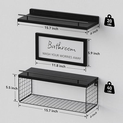 WOPITUES Floating Shelves for Wall Decor Sign, Bathroom Organizers and Storage - Image 3