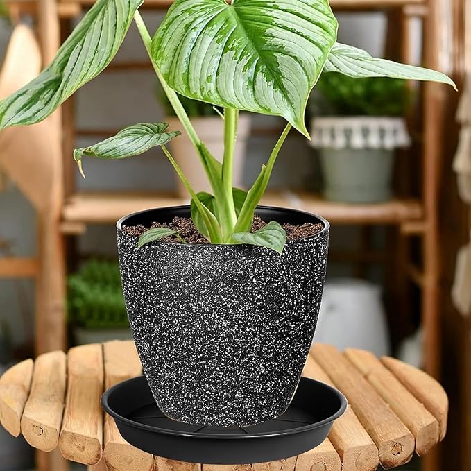 2 Pack of Plant Saucer 14 inch, Black Plastic Flower Plant Pot Saucer, Heavy Duty Plant Drip Trays Saucers for Indoor, Plant Water Tray for Planters
