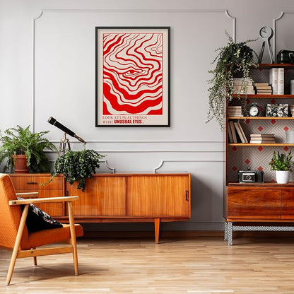 Retro Red Abstract Eye Canvas Wall Art Vintage Hippie Trippy Poster Affirmation - Image 6