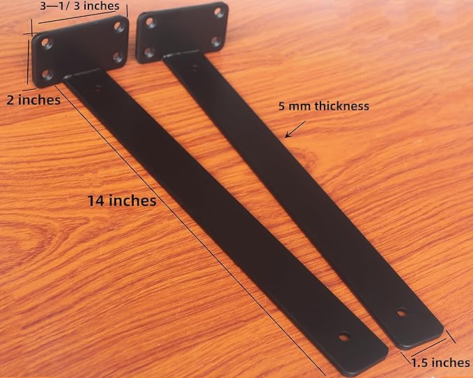 16 Pack - 14 inch Black Hidden L Shelf Bracket Iron Floating Shelf Brackets - Image 2