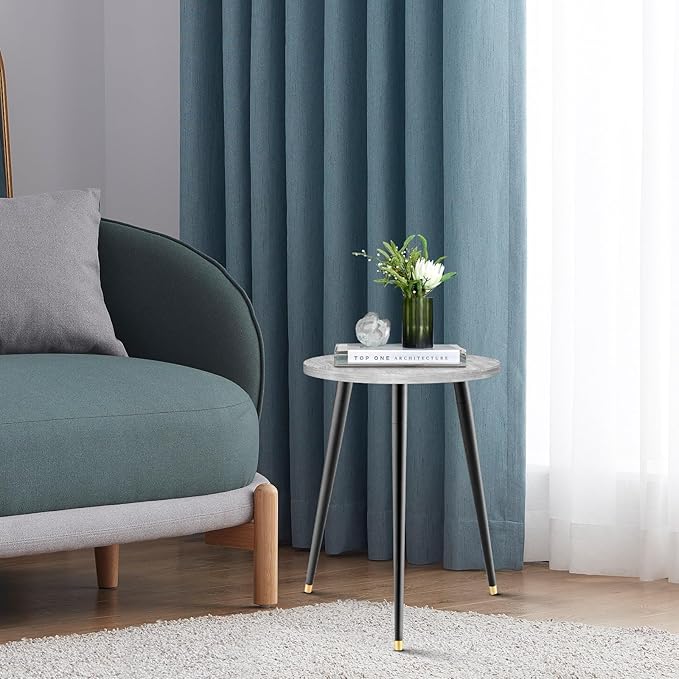 Plant Stand Indoor, Mid Century Wood Plant Stand Grey Plant Table for Flower Pots, Heavy Duty Metal Tall Plant Holder, Modern Home Decor Small Round Side End Table (11.8"x16")