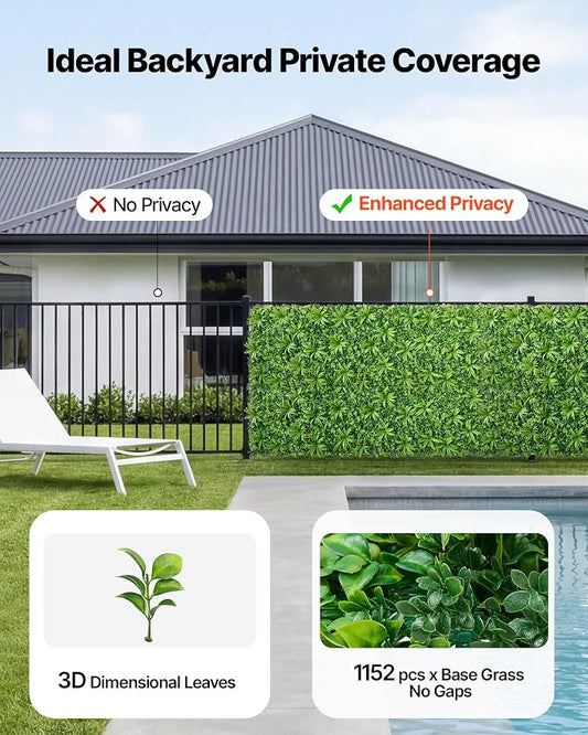 VEVOR Artificial Plant Wall, 40 x 120 in Artificial Boxwood Panels, Sun - Image 2