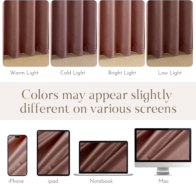 NICETOWN Dusty Rose Pink Velvet Curtains 96 inches Long - Image 7