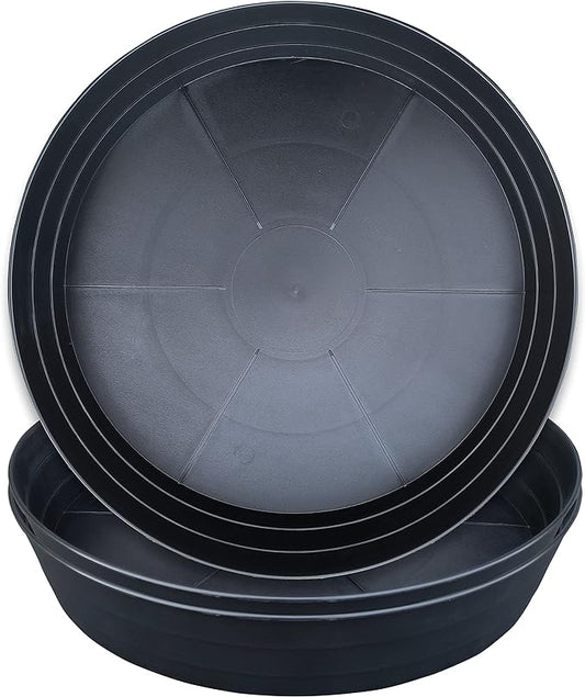 20 Inch Extra Large Plant Saucers, Extra-Deep 3.7 in Black Drip Trays for Flower Pot, Heavy Duty Drainage Tray Indoors No Holes, 3 Pack Plastic Planter Plate Water Catcher for Pots Base 16 17 18 in