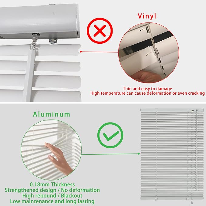 YIIBAII Mini Blinds Suitable for 44" W x 64" H Windows 1" Aluminum Horizontal - Image 3