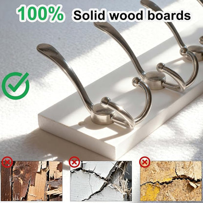 SKOLOO Creations White Solid Wood Wall Mounted Coat Rack, 5 Hooks, 16-7/8" Long - Image 3