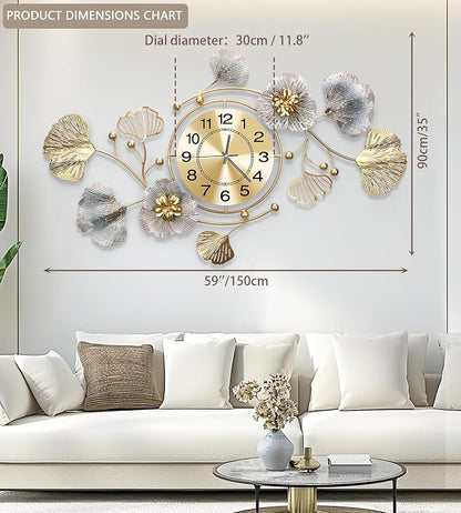 Clocks for Living Room, Large Wall Clock, 3D Silent Wall Clock, Retro Metal - Image 2