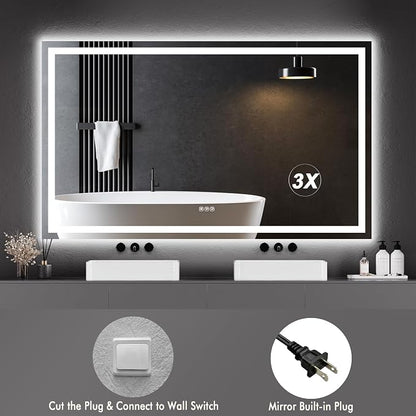 LED Bathroom Wall Mirror 60 x 36 Inch, Frameless Vanity Mirror - Image 3