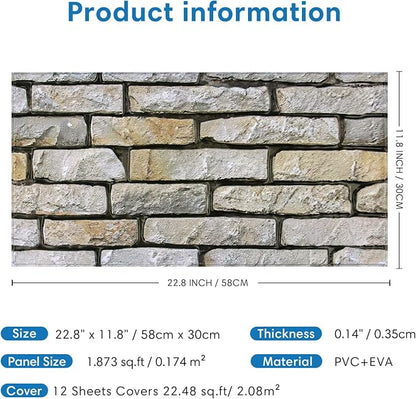 COMSTICKC 3D Stone Wall Panel Peel and Stick, DIY Lightweight PVC Stone Brick - Image 5