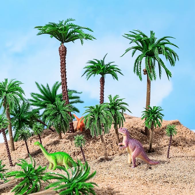 48 Pcs Plastic Model Tree Layout Rainforest Train Palm Tree Model Coconut Palms for Outdoor Garden Decoration