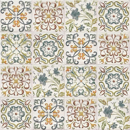 Wudnaye Bohemian Wallpaper Peel and Stick Faux Tile Contact Paper 17”×393” Tile by Wudnaye