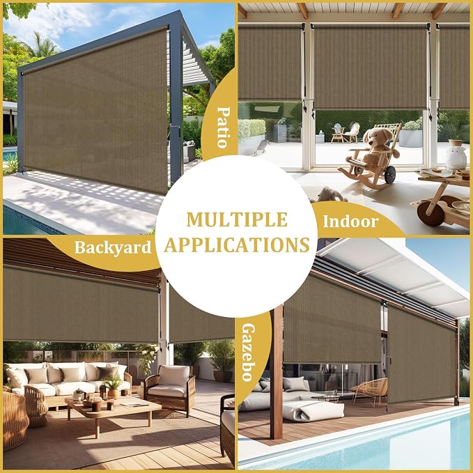 Shade&Beyond Outdoor Roller Shades 4' W x 8' H Cordless Patio Roll Up Blinds - Image 7
