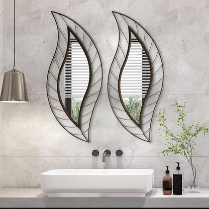 ironsmithn Decorative Wall Mirror, Leaf Design Metal Frame - Image 6