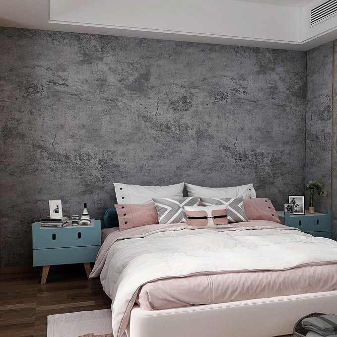 3yecao 31"×591" Extra Wide Thick Blue Grey Black Concrete Wallpaper Peel and - Image 2