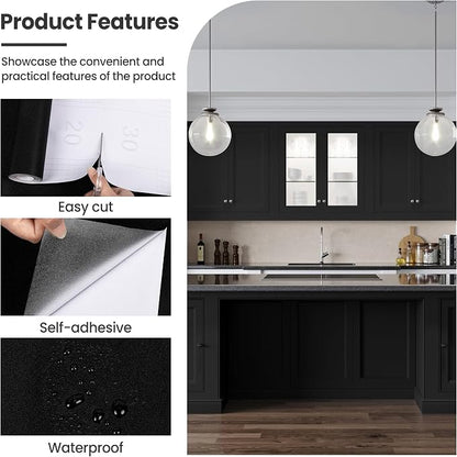 practicalWs Peel and Stick Wallpaper 15.7" x 118" Black Contact Paper - Image 6
