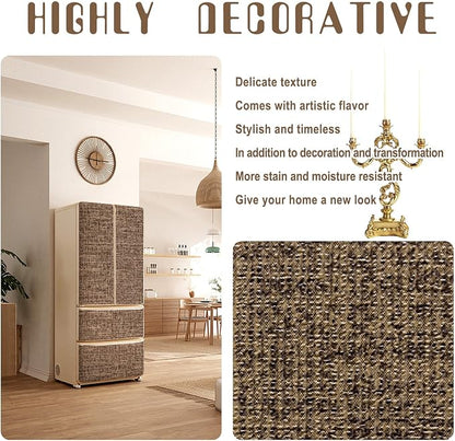 Amiya Grasscloth Brown Wallpaper 17.3"x120" Peel and Stick Faux Fabric Linen - Image 5