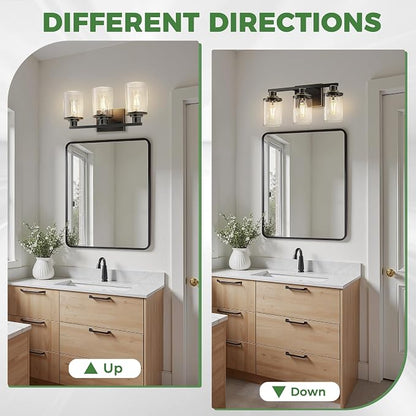 DORESshop 17 Inch Bathroom Light Fixtures, 3-Light Black - Image 6