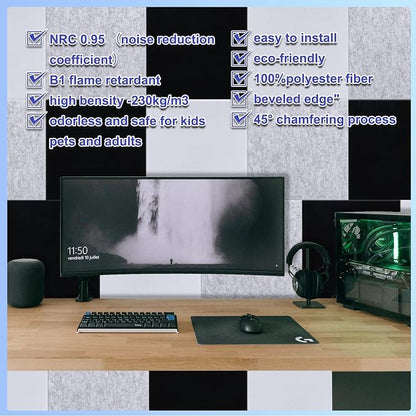 18 Pack Acoustic Panels-12"X12"X 0.4"Soundproof Wall Panels, High-Density Sound - Image 3