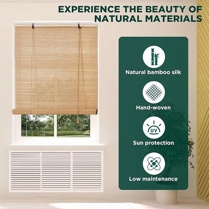 Bamboo Blinds for Interior Windows, Custom Roller Shades for Indoor Window and - Image 2