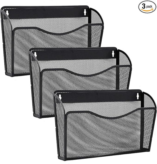 Gawerk 3 Pack Wall File Organizer, Mesh Wall File Pocket Mail Organizer Hanging by Gawerk