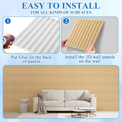 Nuanchu 60 Pcs 3D Slat Wall Panels, Paintable Waterproof Textured Tiles - Image 4