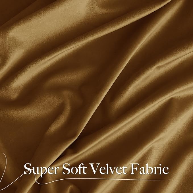 NICETOWN Gold Brown Velvet Curtains 2 Panels, Luxury and Soft Backdrops - Image 2