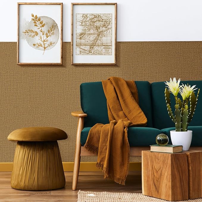 WADILE Grasscloth Peel and Stick Wallpaper 23.6in x 472in, Textured Contact - Image 3