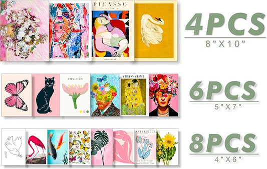 dazongweihan 18 PCS Colorful Eclectic Wall Art Decor, Maximalist Wall Prints - Image 2