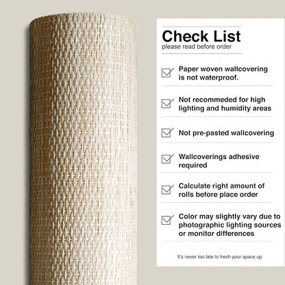 Ansehan Natural Paper Weave Grasscloth Wallcovering, W412 Marbletile 36" x8yd - Image 8