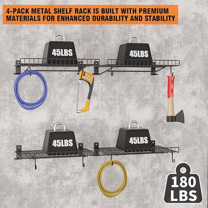 4 Pack Foldable Wall Shelf, Wall Mounted Garage Storage Shelves, Heavy Duty - Image 5