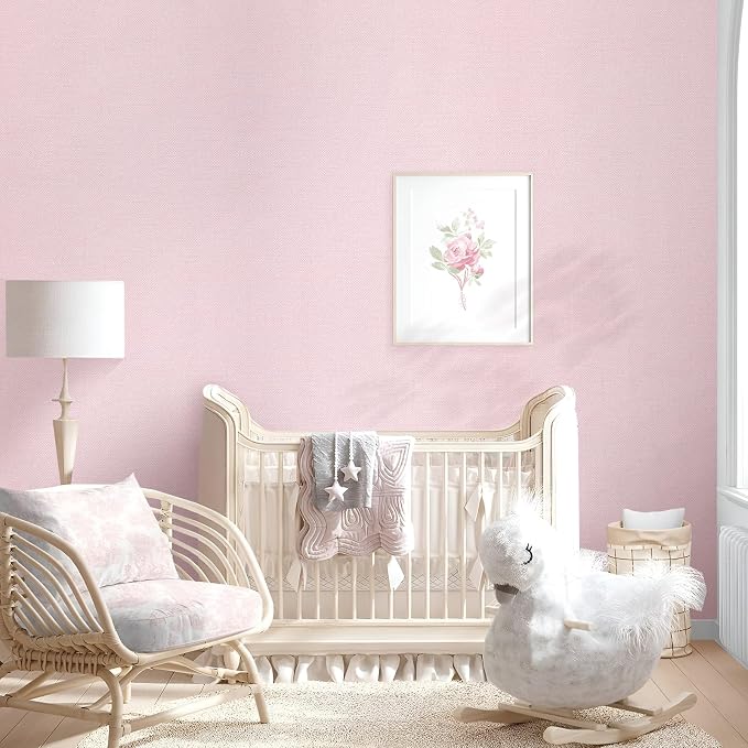 15.75"x393.7" Grasscloth Peel and Stick Wallpaper Pink Textured Contact Paper - Image 7