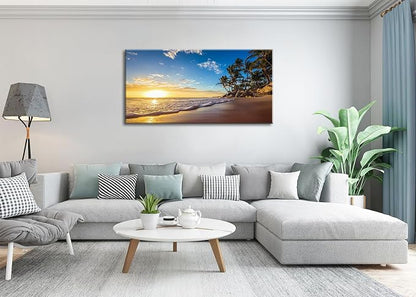 Beach Sunset Large Wall Art Tropical Palm Tree Canvas Paintings Coastal - Image 8