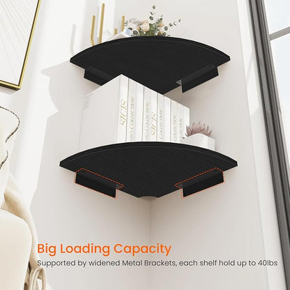 Homode Corner Shelf Wall Mount, 4 Tier Rounded Corner Floating Shelves - Image 6