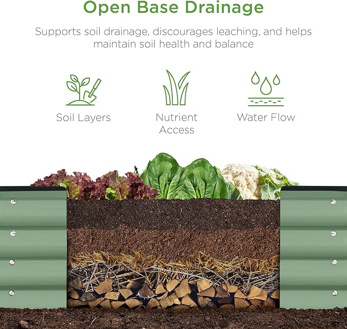Best Choice Products 8x2x1ft Outdoor Metal Raised Garden Bed, Oval Deep Root Planter Box for Vegetables, Flowers, Herbs, and Succulents w/ 108 Gallon Capacity - Sage Green
