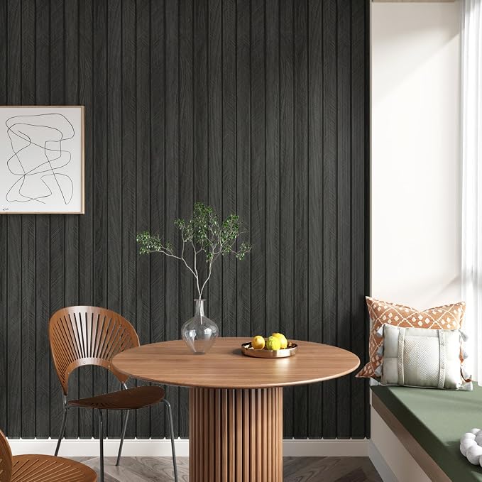 Self Adhesive Wood Slat Wall Paneling Grey/Black 3D Wood Panels - Image 3