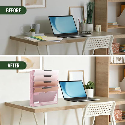 EASEPRES 6 Tier Mesh Hanging Wall File Organizer, Desk Vertical Mail Paper - Image 5
