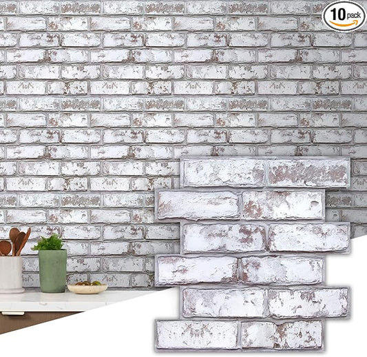 Commomy 10 Pcs 3D Faux Brick Wall Panels -11.8"X11.8" Small Size PVC Grey by CommomyDecor