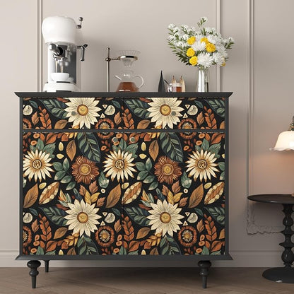 Vintage Boho Wallpaper Peel and Stick, Retro Flower Botanical Wall Paper Self - Image 3